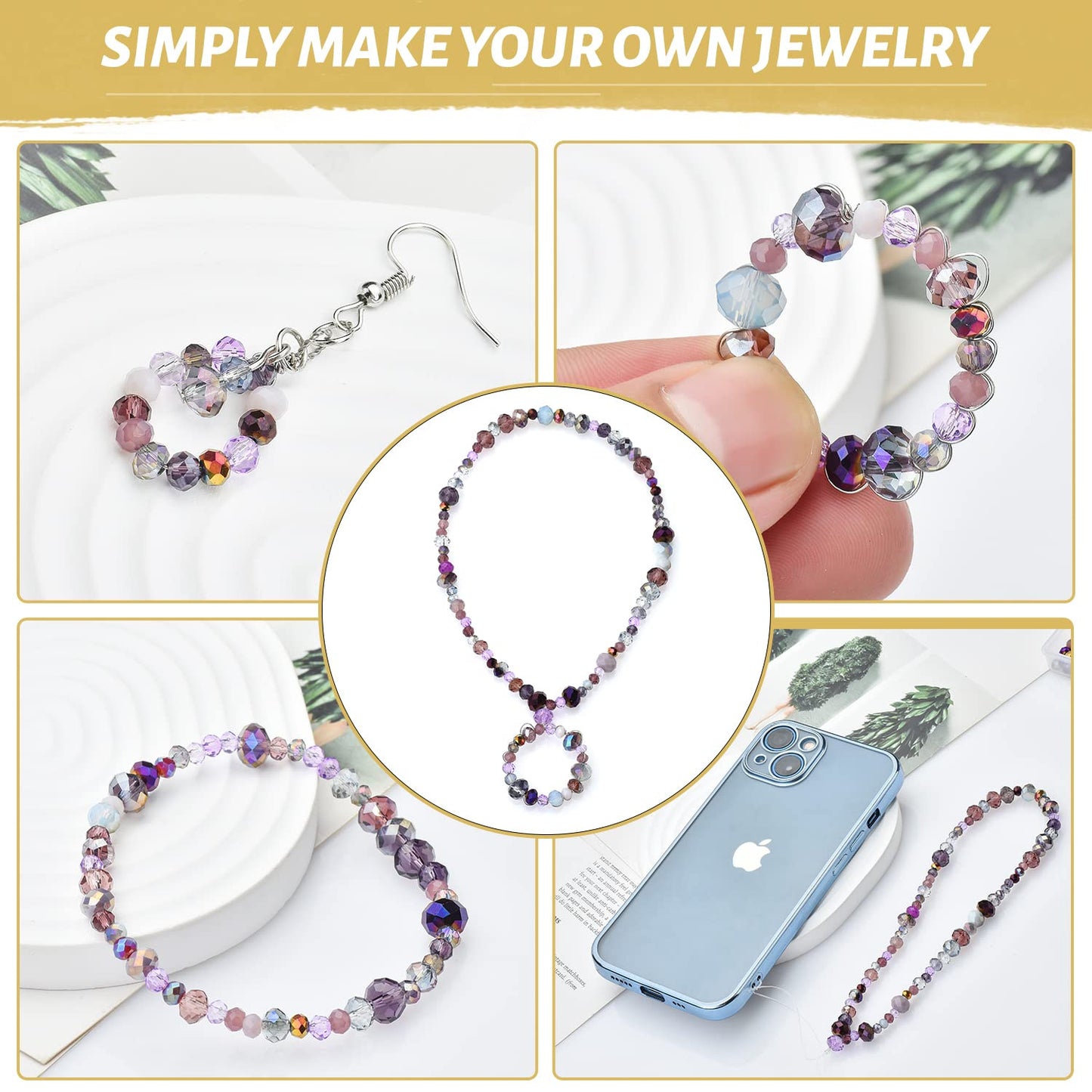 KINGSHINE 1000pcs 4/6/8mm Purple Color Briolette Crystal Glass Beads for Jewelry Making Supply,Round Rondelle Faceted Spacer Beads,Crystal Beads for Bracelets Necklaces DIY Crafts