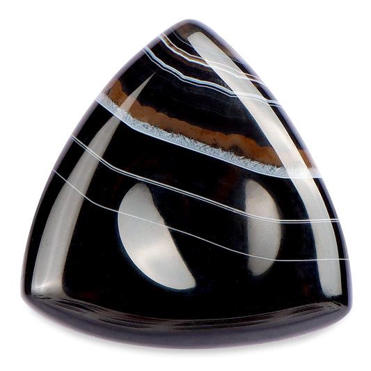 LEADGEM Thumb Black Band Onyx Worry Stone for Anxiety Healing Crystals Agate Triangular Shaped Palm Stones for Anxiey Relief 1.6”