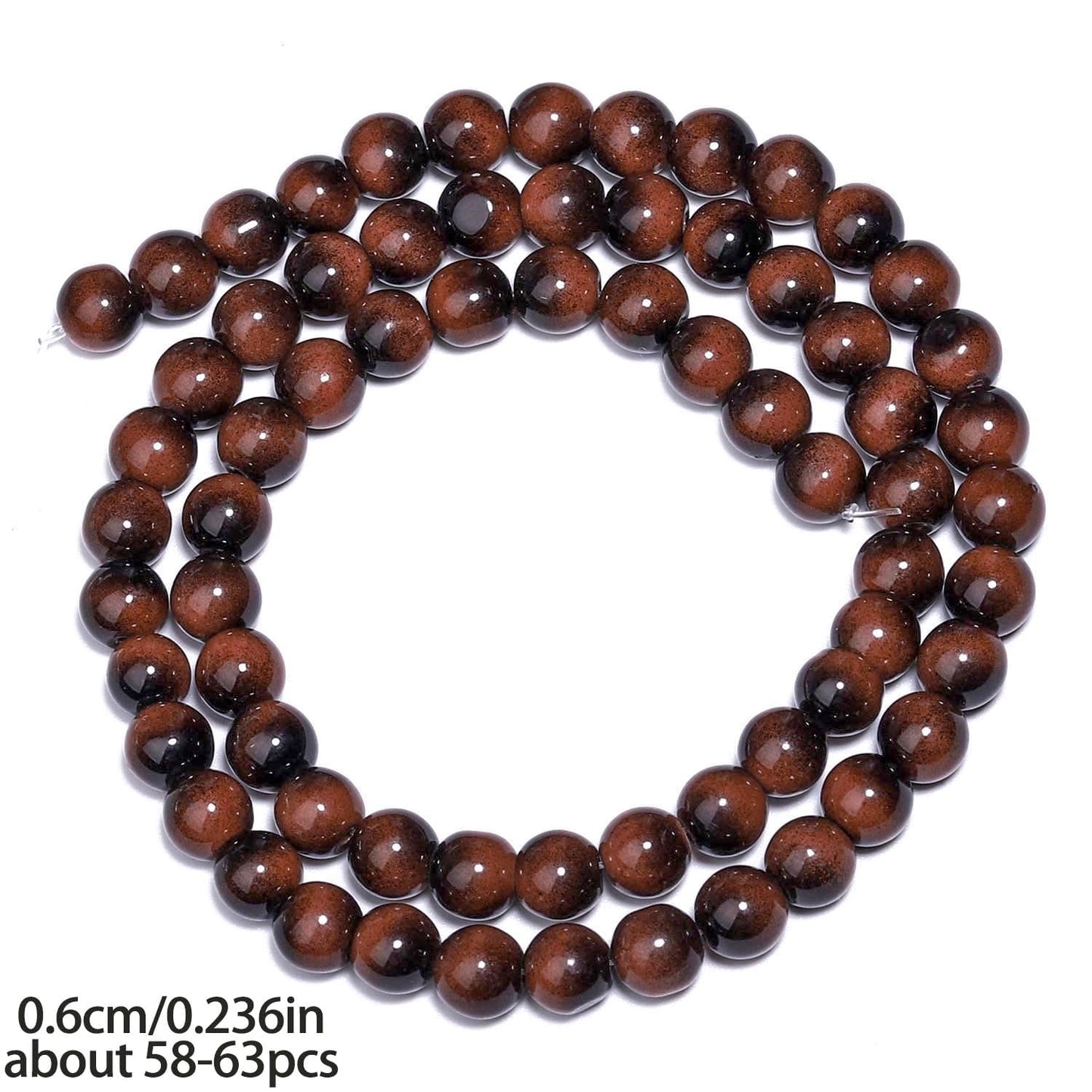 Song Xi 60PCS 6mm Brown Tiger Eye Gemstone Beads for Jewelry Making, Round Smooth Glass Beads for DIY Bracelet Necklace Earring Keychain, Arts and Crafts, for Christmas Wedding Birthday