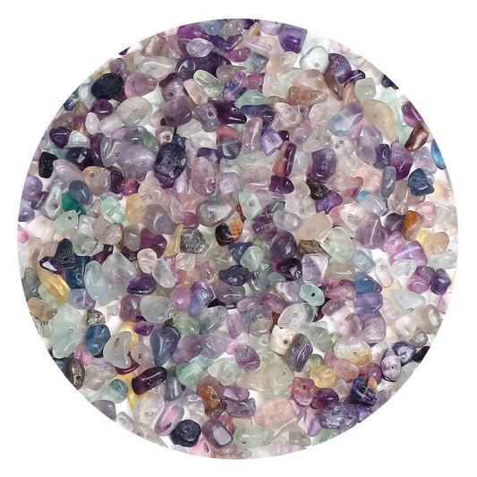Natural Chip Stone Beads 450pcs Fluorite Chips 5-8mm Genuine Real Irregular Healing Crystal Rocks Hole Drilled DIY Loose Gemstone Beads for Jewelry Making Bracelet Earrings Necklace Crafting