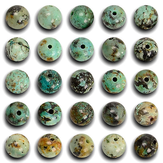 NCB 100pcs Original Natural Stone Beads Gemstone Round Loose Beads 6mm 8mm 10mm (African Turquoise, 6mm 100Beads)