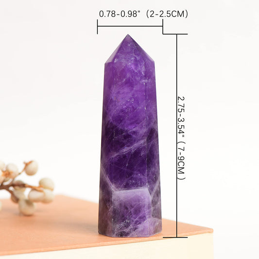 WUYOUSHI 1PCS Dream Amethyst Natural Crystal Towers / 2.75-3.54" Healing Crystal Wand / 6 Faceted Chakra Reiki Meditation Therapy