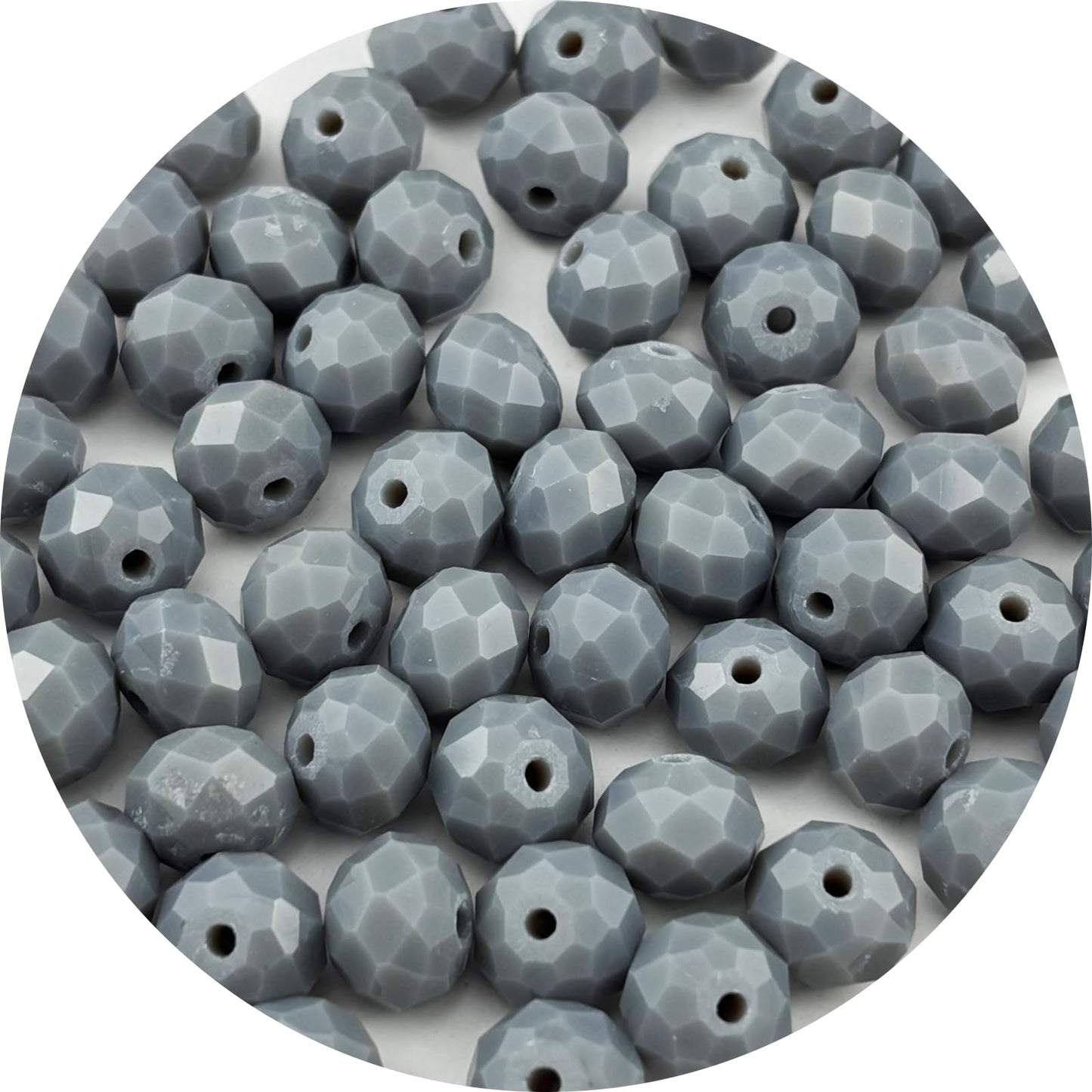 Pinhoollgo 60pcs 10mm Crystal Glass Beads Faceted Rondelle Glass Spacer Beads for Bracelets Necklace Pendants Earrings Key Chains Jewelry Making(Light Gray Porcelain)