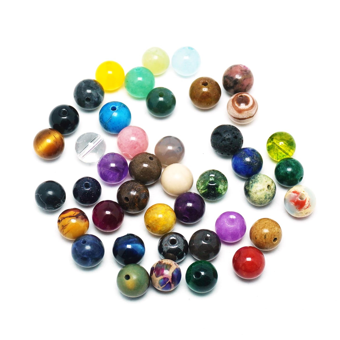 DIQIO Natural Coffee Snow Jasper Beads Round Loose Stone Beads - Gemstone Beads for Jewelry Making, 6mm Brown Crystal Beads for Bracelets(58-60pcs, 6mm, Coffee Snow Jasper)