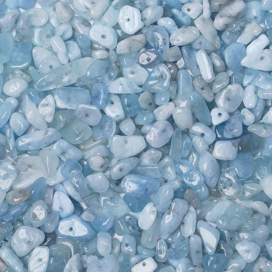 LAIDANLA Aquamarine 400pcs Natural Chip Stone Beads 5-8mm Healing Crystal Irregular Gemstones Drilled DIY Loose Rocks Bead Crystal for Bracelet Earrings Necklace Jewelry Making Crafting