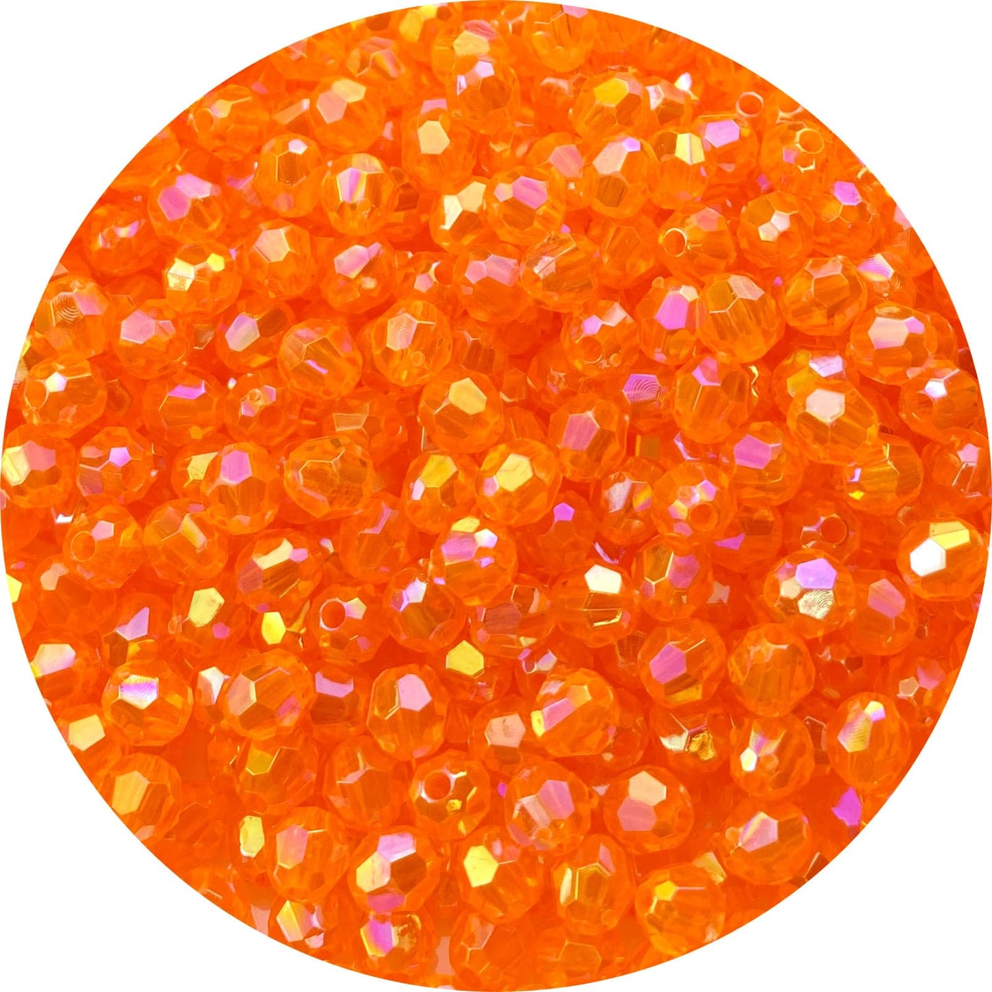 Tingoons 400 PCS 8mm Acrylic Faceted Spacer Beads AB Color Glossy Round Loose Beads for Jewelry Making Bracelet Necklace Earring Ornament Wind Chimes Key Chains(Hot Orange AB)