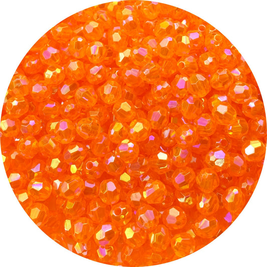 Tingoons 400 PCS 8mm Acrylic Faceted Spacer Beads AB Color Glossy Round Loose Beads for Jewelry Making Bracelet Necklace Earring Ornament Wind Chimes Key Chains(Hot Orange AB)