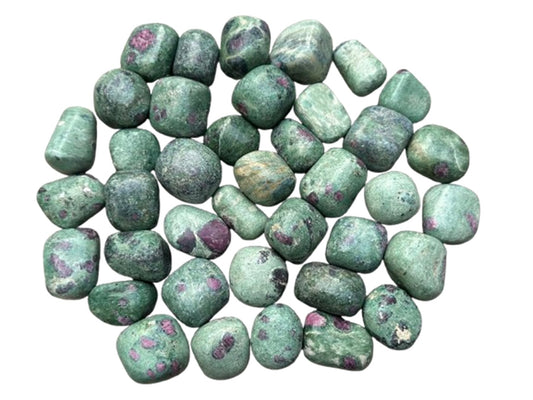 GAF TREASURES 5 Pcs Ruby Fuchsite Tumbled Stones, Polished Natural Gemstone, Healing Crystals