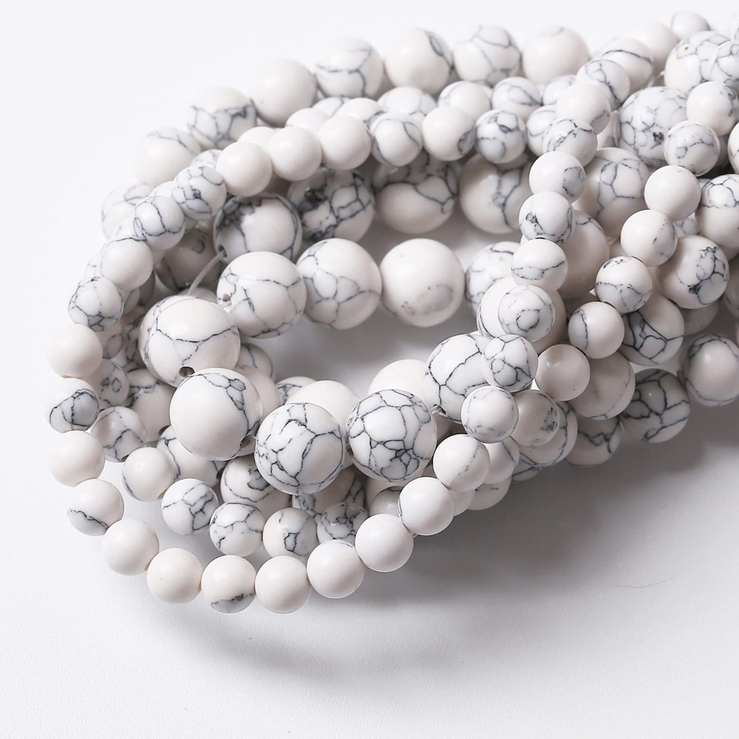 36PCS 10MM White Howlite Turquoises Round Loose Beads Natural Gemstone Beads for Jewelry Making DIY Bracelet Necklace 15"