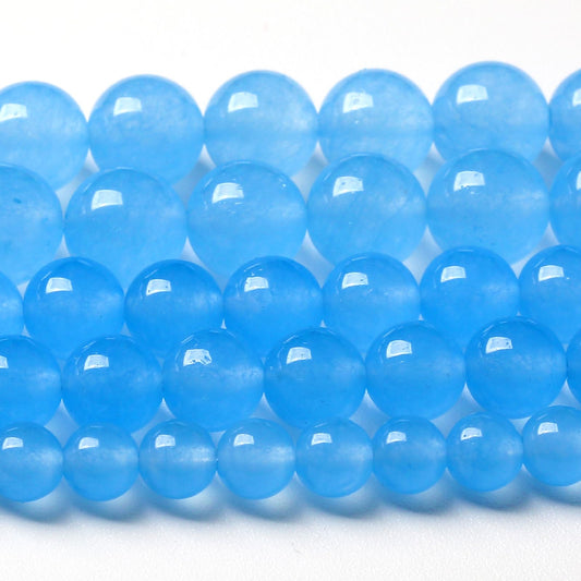 4MM Natural Stone Aquamarine Blue Chalcedony Beads Round Loose Beads for Jewelry Making Bracelet 180pcs 2 Strands 32"