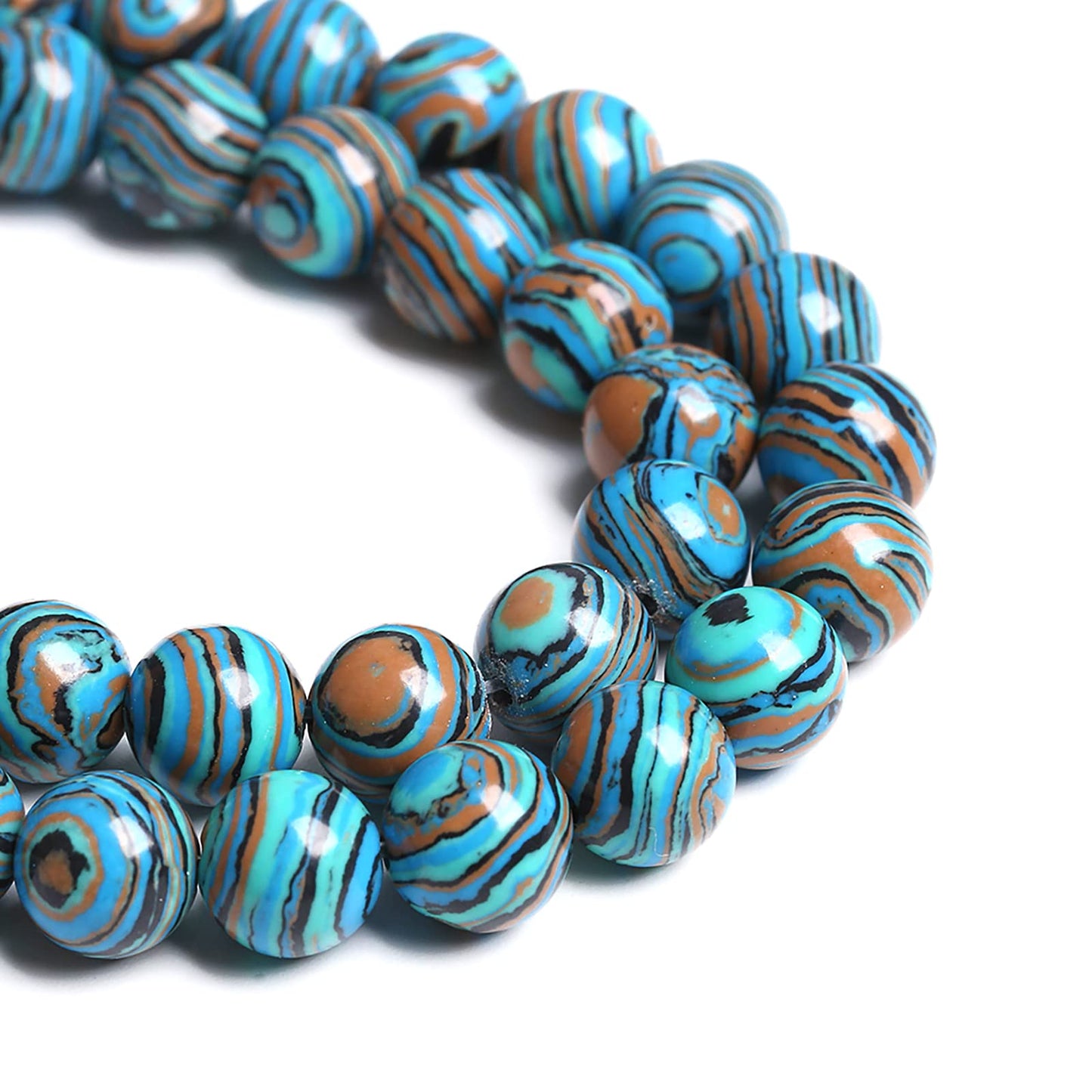 12MM 30PCS Blue Malachite Spacer Loose Beads for Jewelry Making DIY Bracelet Necklace 1 Strand 15’’