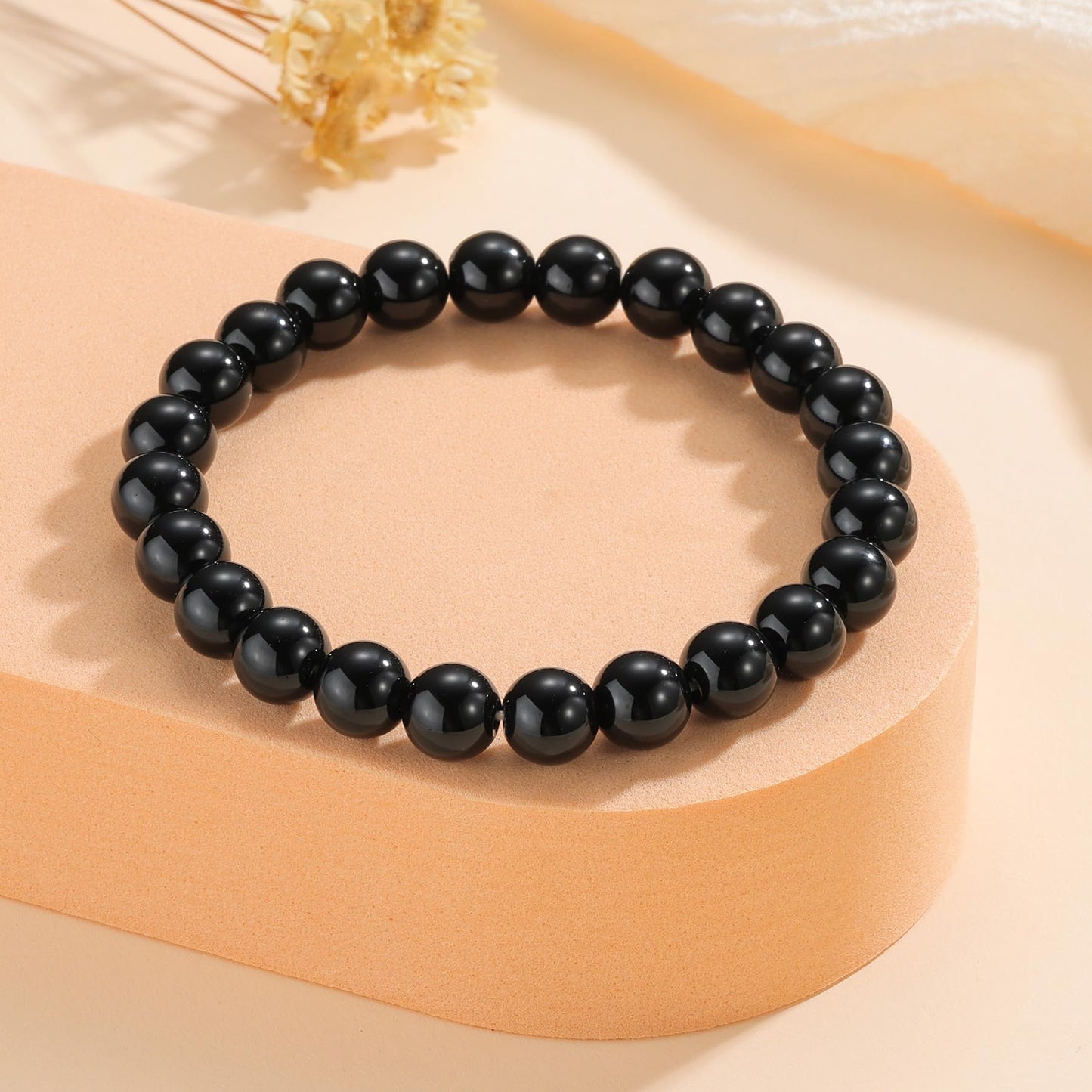 Udolfly Womens Crystal Beaded Bracelets for Women Men Protective Energy Bracelet Natural Gemstone Bead Bracelet 8mm Obsidian