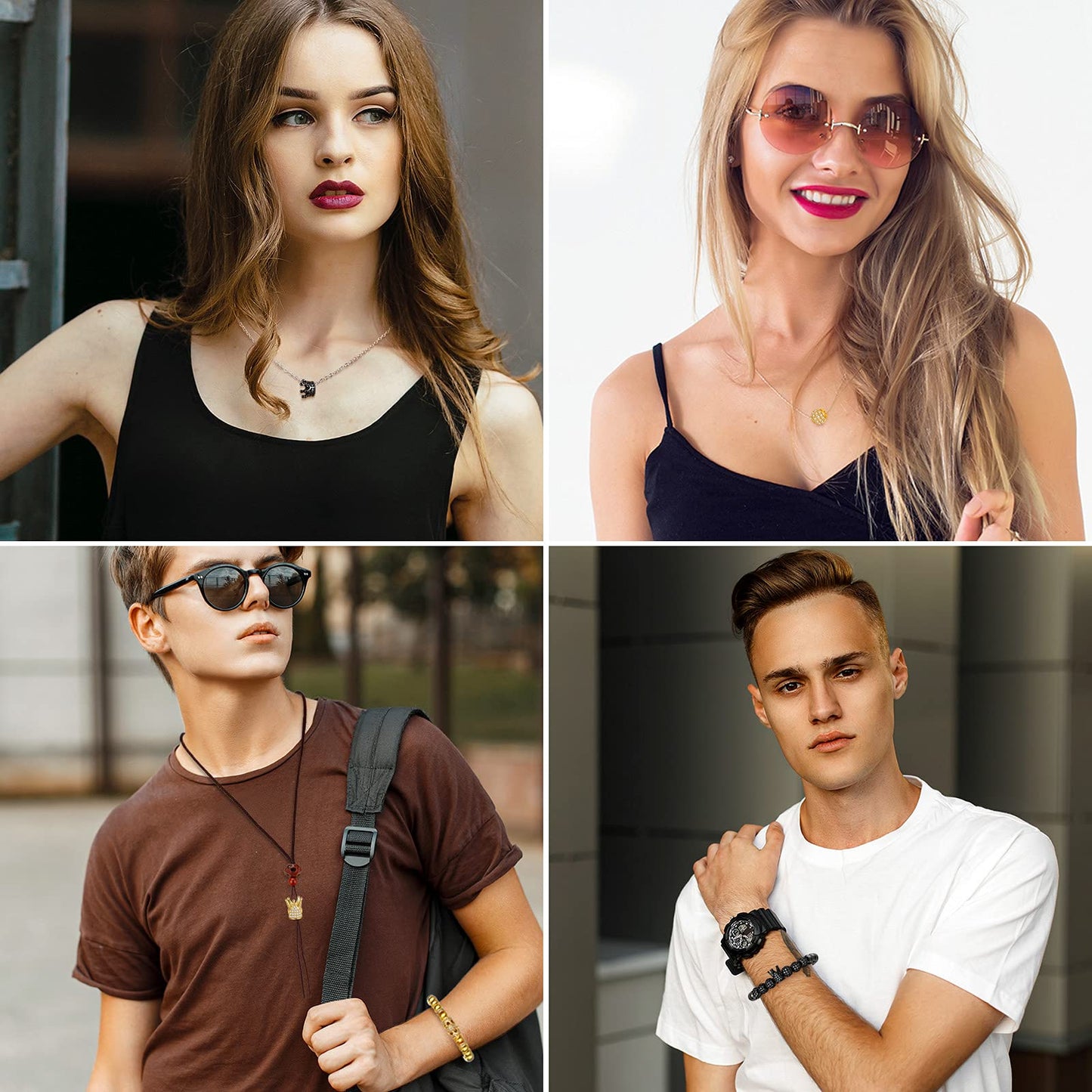 40 Pieces King Crown Charms 8mm Round Rhinestone Beads Hexagon Big Hole Spacer Beads Bracelet Connector for DIY Xmas Jewelry Crafts Making (Black and Gold)