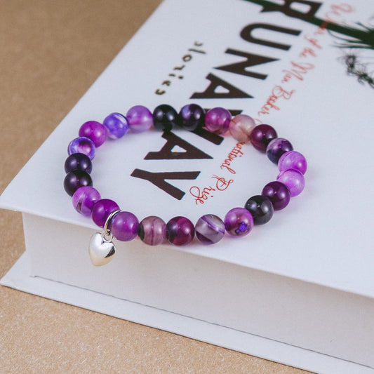 Inspirational Bracelets for Women Natural Stone Healing Relaxation Chakra Bracelet Gifts for Birthday Christmas Mothers day Valentines Thanksgiving Teacher Appreciation Gifts for Mom Best Friend Sister Women(A Amethyst)