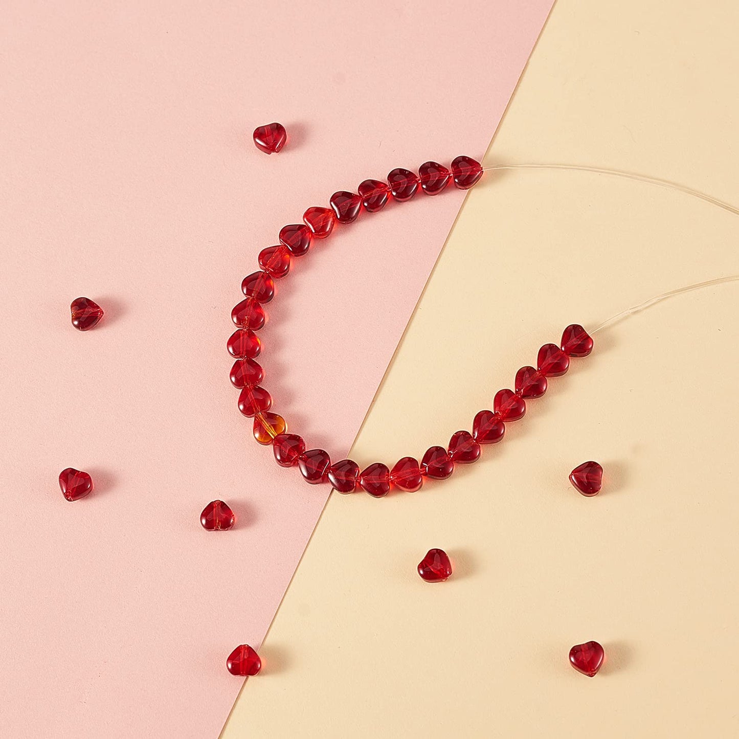 UR URLIFEHALL 100 Pcs Imitation Jade Glass Beads Heart Shape Crystal Spacer Beads for DIY Crafts Jewelry Making