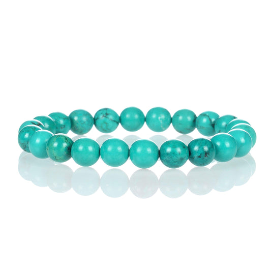 Cherry Tree Collection Turquoise Howlite Green Beaded Bracelet – Genuine 8mm Gemstone Stretch Bracelet for Men & Women – Handmade Crystal Bracelet - (Turquoise Howlite Green - M)