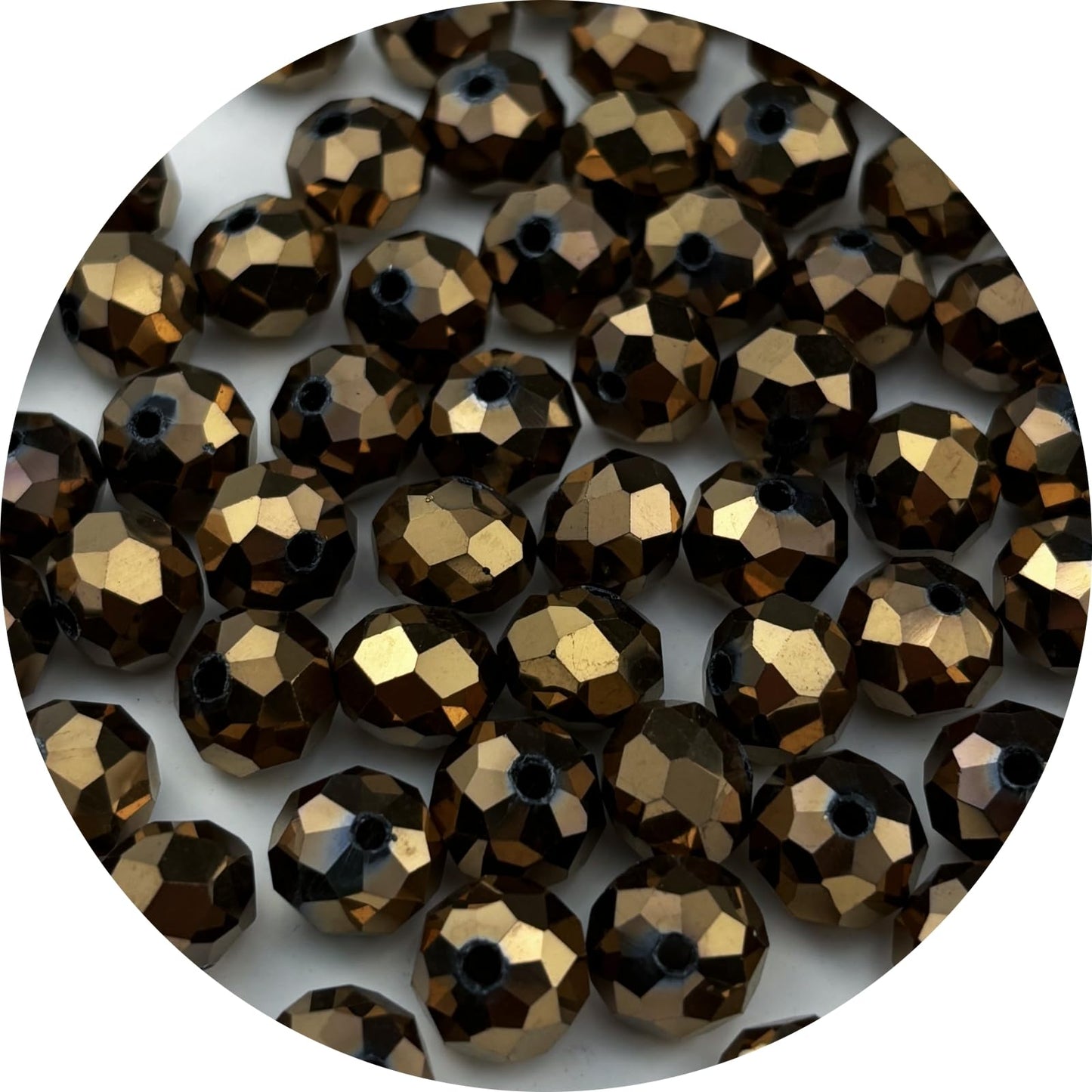 YUEXIGO 60pcs 10mm Crystal Glass Beads for Jewelry Making, Faceted Rondelle Glass Spacer Beads for Wind Chimes Bracelet Earring Necklace DIY Craft(Antique Brass)