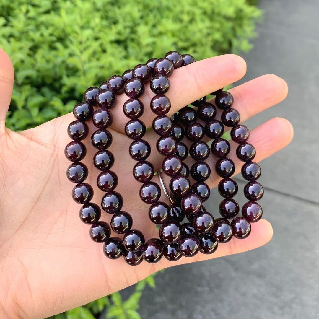 Adabele Real Natural Garnet Bracelet 8.5 inch Stretch Gemstone Beaded Bracelet Chakra Healing Crystal Stone Jewelry Women Mom Gift (Unisex) GB8-D8