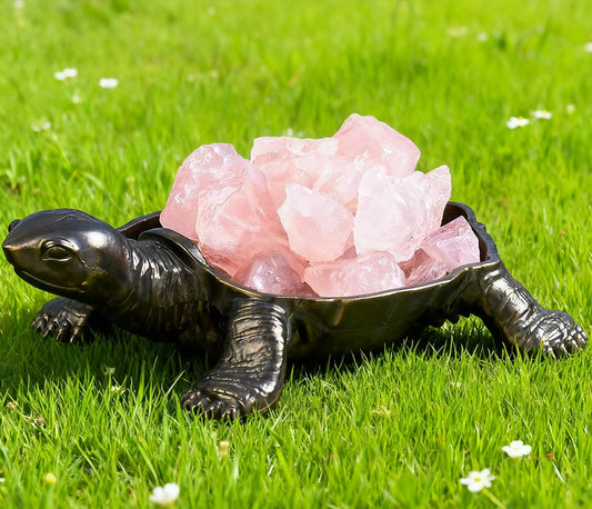 DUQGUHO Turtle Decor Figurines Turtles Gifts for Women Rose Quartz Crystal Cute Turtle Statue Decorations
