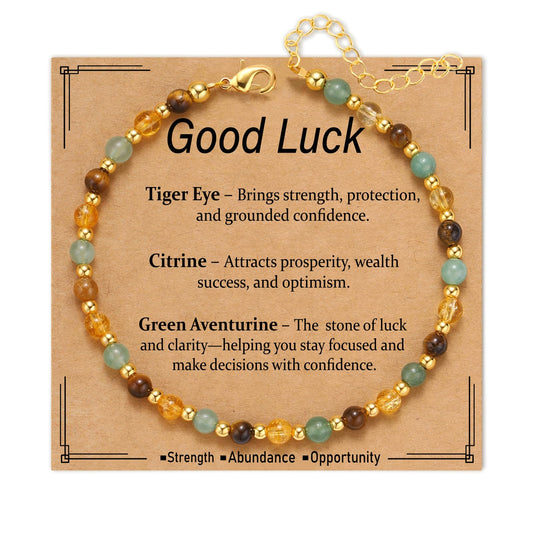 Kenailw Good Luck Gifts Bracelet for Women Crystals Green Aventurine Pulsera De La Suerte Natural Stones Jewelry Best Friend Aunt Daughter Coworker Gift