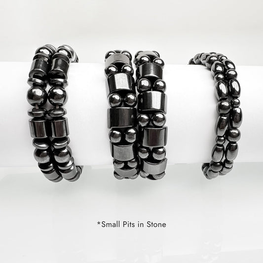 VIKI LYNN 2 Sets of Hematite Metal Megnetic Therapy Bracelets+2 Pcs of Magnetic Anklets Good for Health