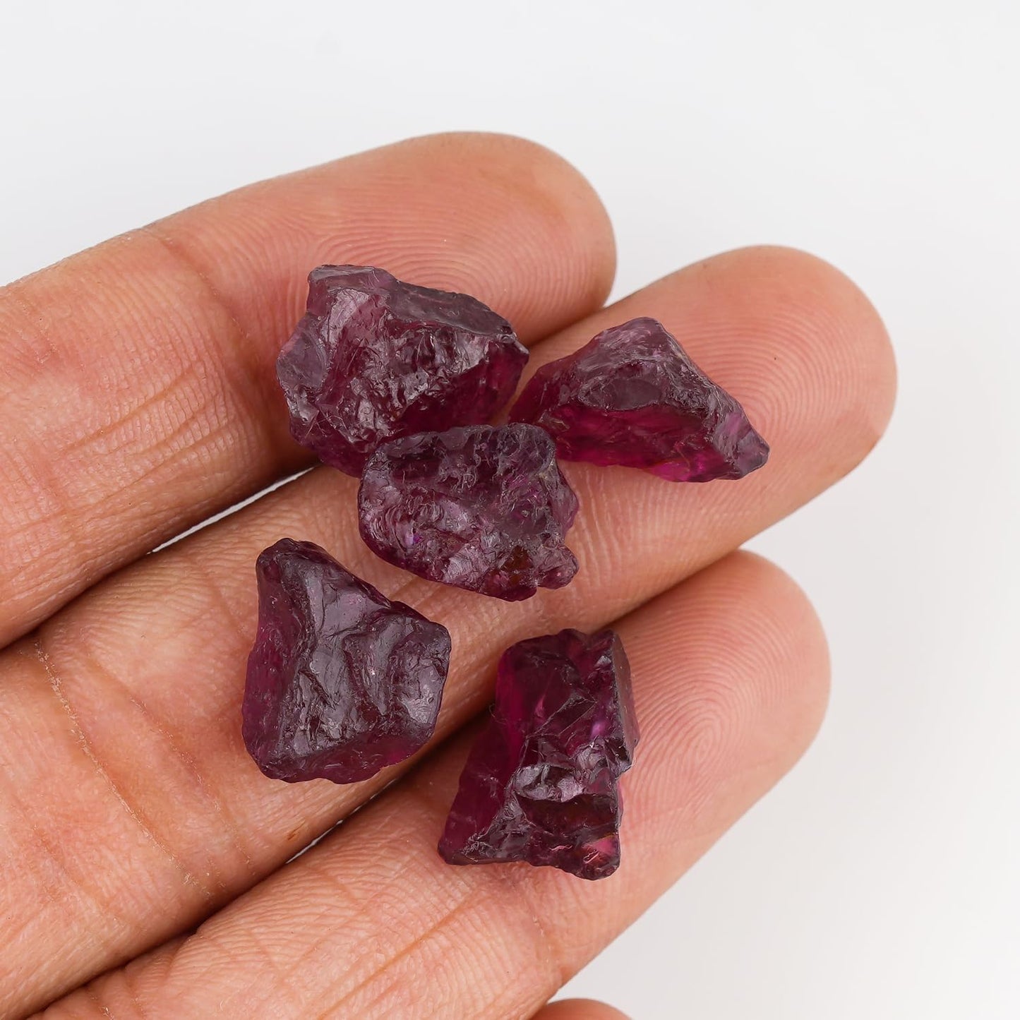 CRYSTALINES 5pcs, Wholesale Natural Raw Rhodolite Garnet Gemstone, Untreated Rough Stone, Bulk Loose Supplies, DIY Jewelry Making, Healing Crystals, Wire Wrapping, January Birthstone, Gem Collection