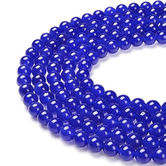 PLTbeads Gorgeous Natural Gemstone Loose Beads Smooth Round Approxi 15.5 inch DIY Bracelet Necklace for Jewelry Making (10mm, Blue Dyed Jade)
