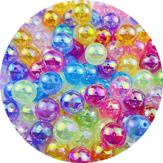 100pcs Acrylic Round Beads 12mm AB Colors Craft Beads Round Spacer Beads with Holes for Earring Bracelet Necklace Key Chains Jewelry Making(Mix AB Colors)