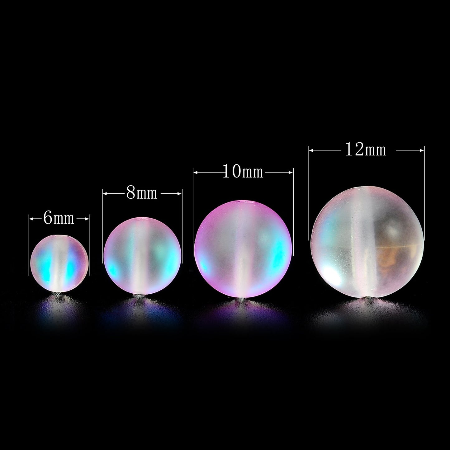 RUBYCA 8mm Round Moonstone Matte Crystal Glass Beads Aura for Jewelry Making Pink, 1 Strand