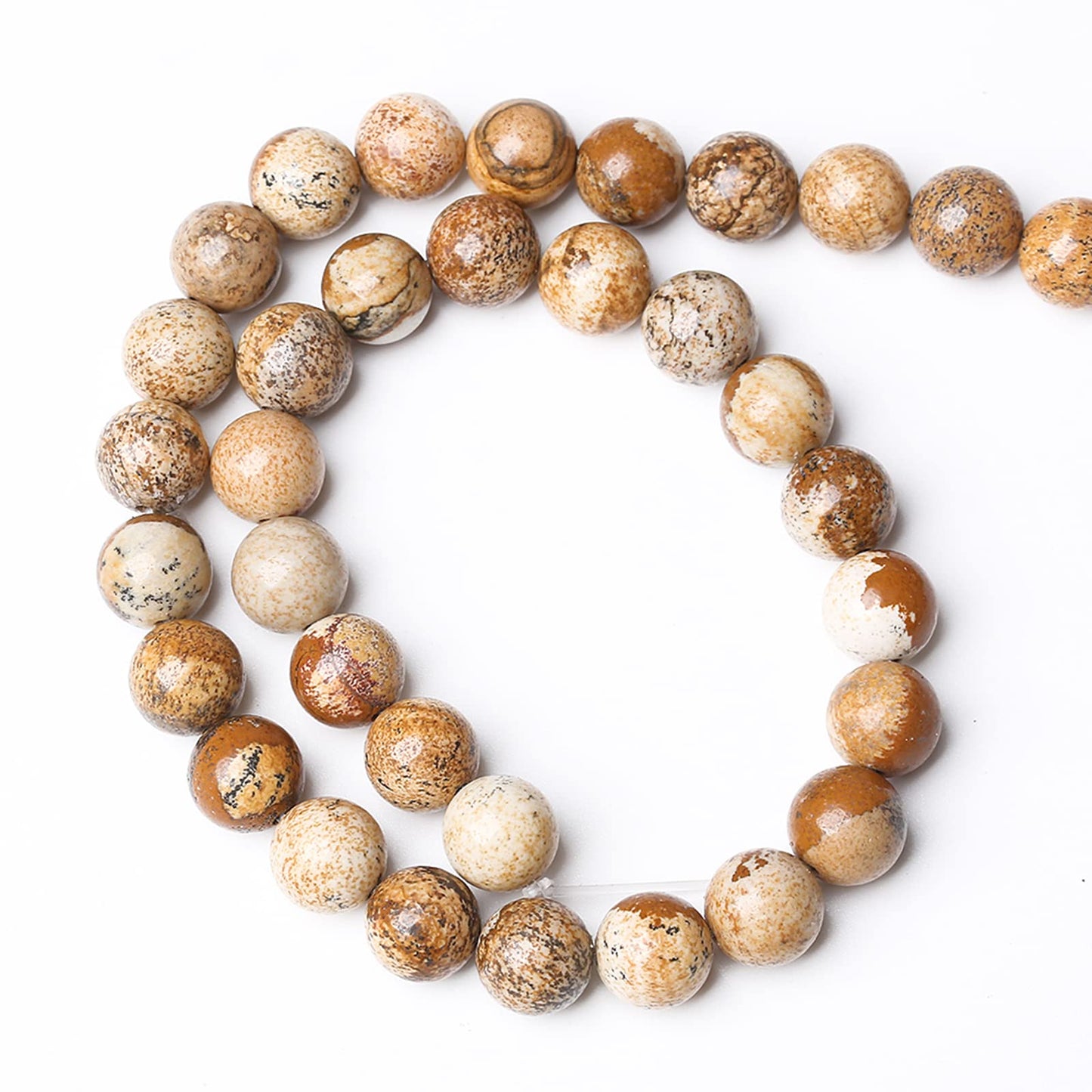 10MM 38PCS Natural Stone Picture Jasper Loose Beads for Jewelry Making DIY Bracelet