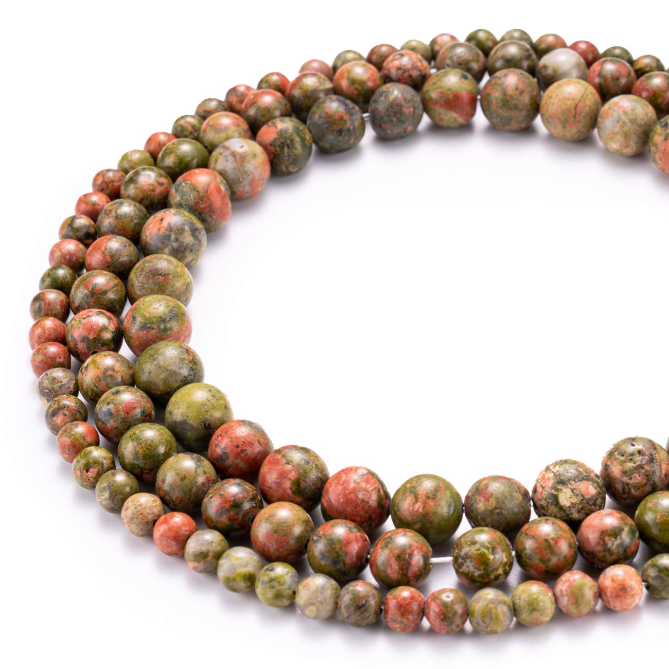 BEADIA Natural Unakite Stone Round Loose Semi Gemstone Beads for Jewelry Making 10MM 38PCS