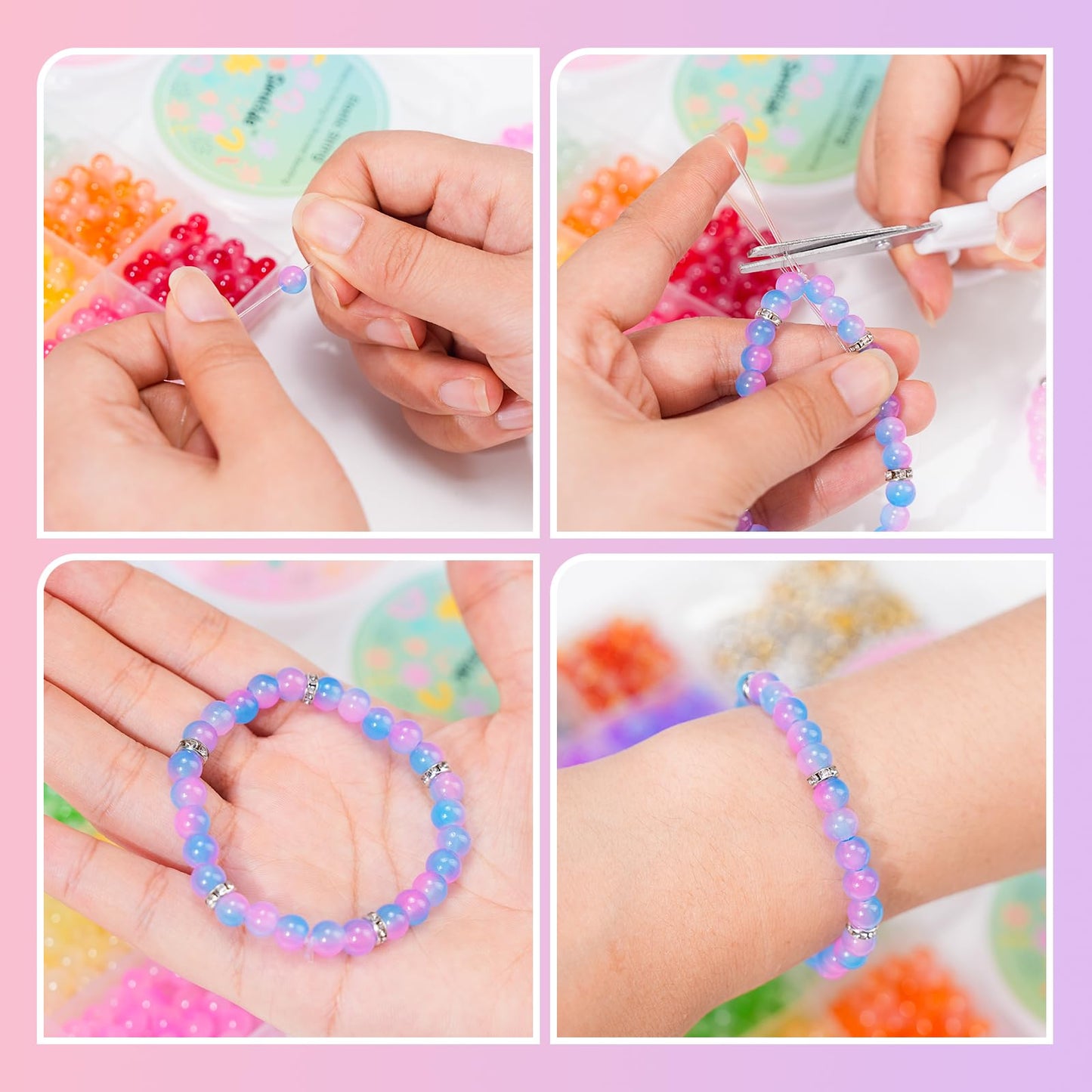 Sunlode Glass Beads for Bracelets 1400pcs Bracelet Making Kit 6mm Glass Bead for Jewelry Making Bracelet Beads 24 Colors Crystal Beads Adult Jewelry Making Supplies Round Glass Beads (24 Gradients)
