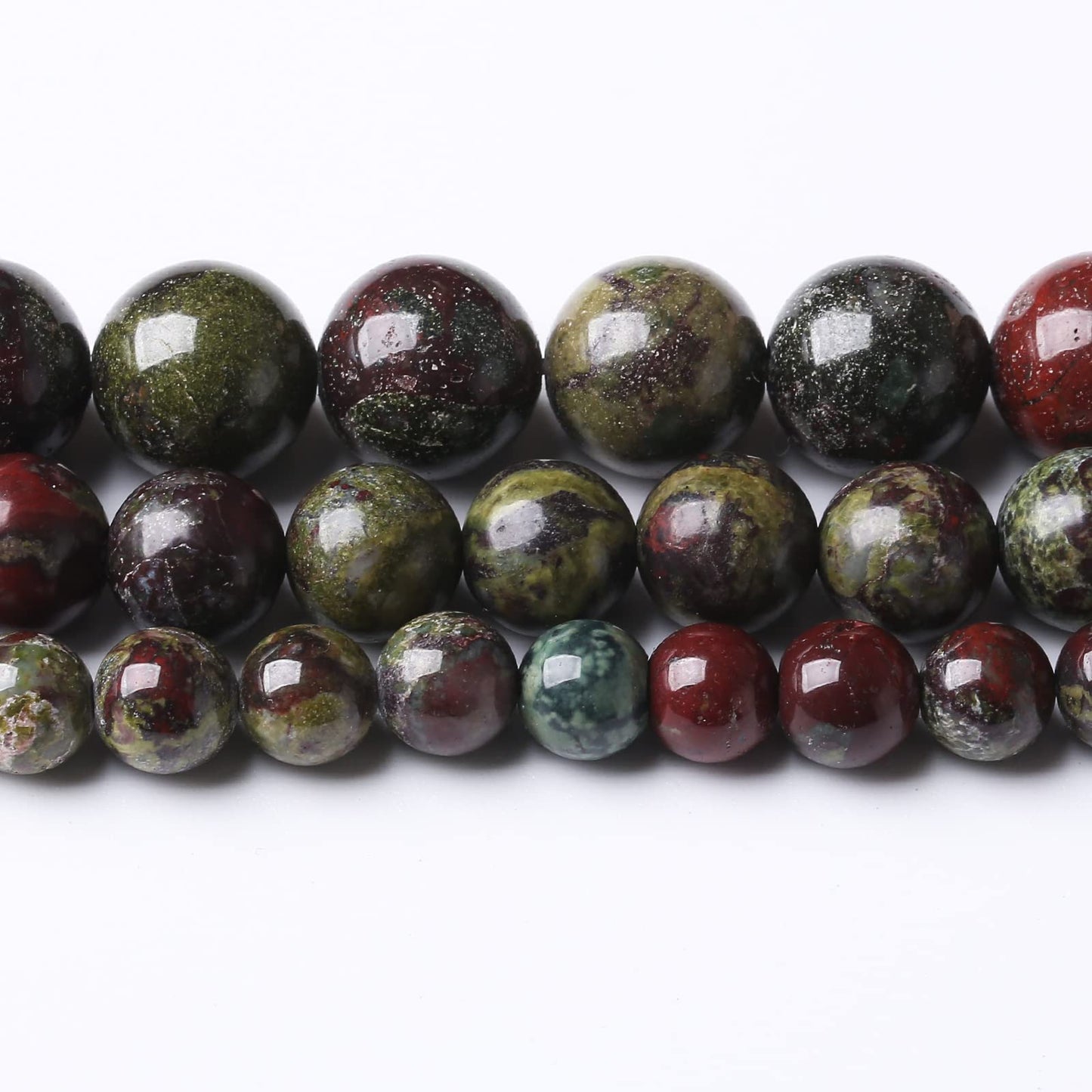 36PCS 10MM Natural Dragon Blood Stone Beads Round Loose Stone Beads for Jewelry Making DIY Energy Stone Healing Power Bracelet 15"