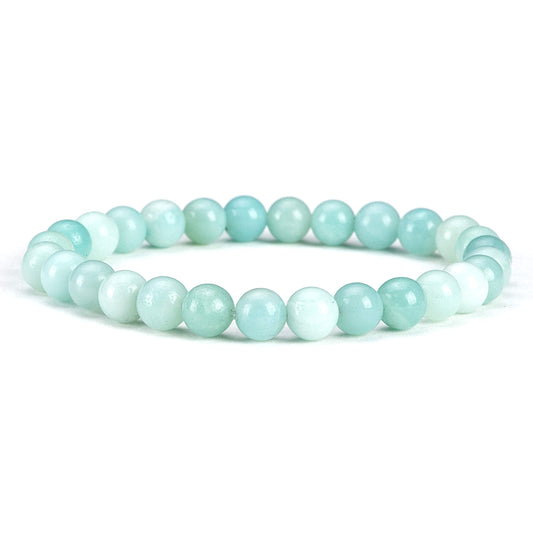 Cherry Tree Collection - Small, Medium, Large Sizes - Gemstone Beaded Bracelets For Women and Men - 6mm Round Beads (Amazonite - Medium)