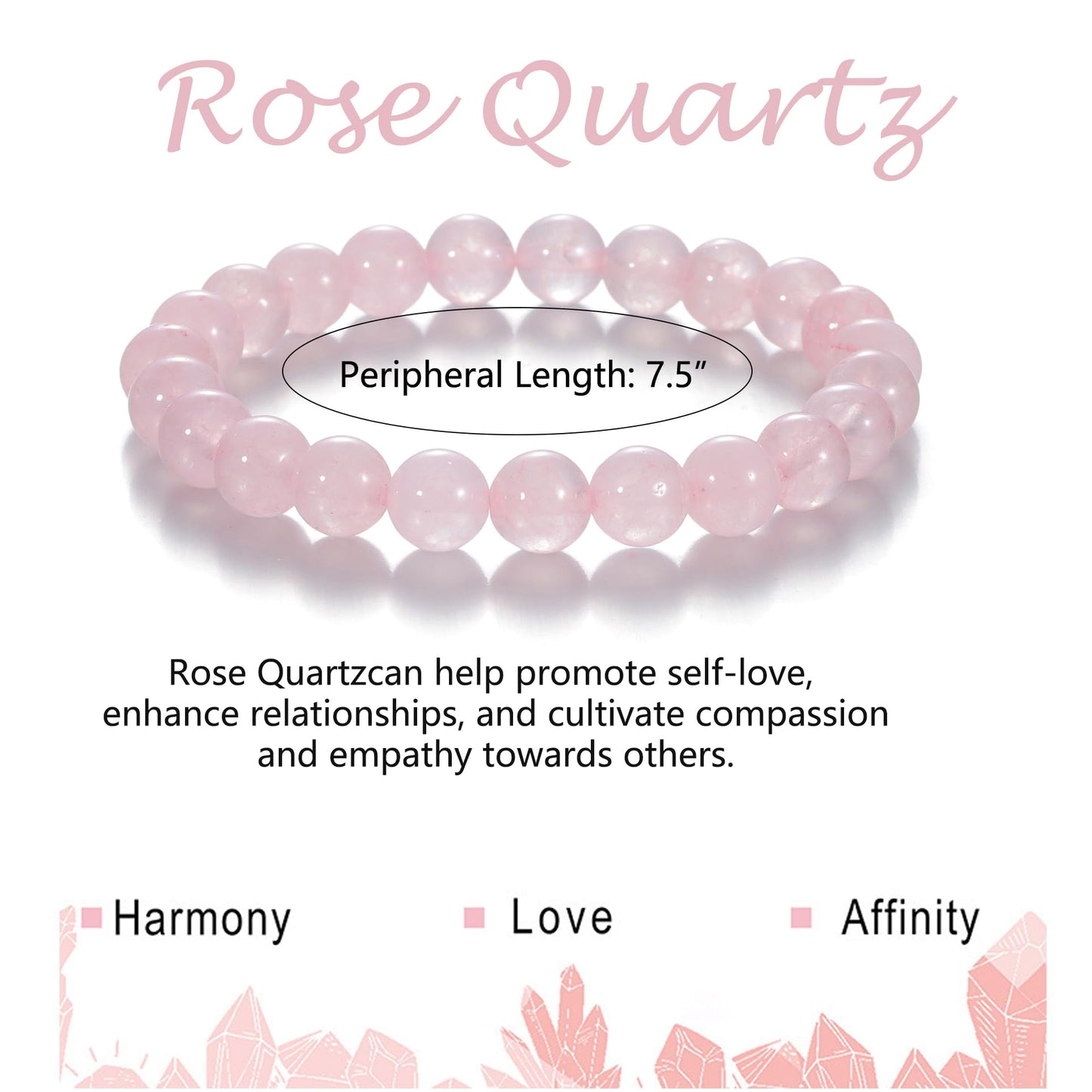 Udolfly Womens Crystal Beaded Bracelets for Women Men Protective Energy Bracelet Natural Gemstone Bead Bracelet 6mm Rose Quartz