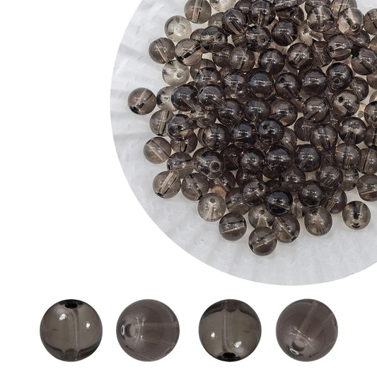 PAMIR TONG 400pcs 8mm Round Glass Beads for Bracelet-Transparent Gray Pretty Smooth Loose Beads for Necklace-Earring-Jewelry Making-Home Deco and DIY Crafts & Projects