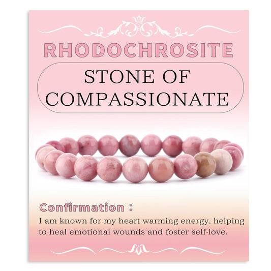 Bymitel 8mm Rhodochrosite - Handmade Reiki Gemstone Stretch Bracelet, Natural Beauty & Spiritual Essence, Crystal Healing for Unisex Adults