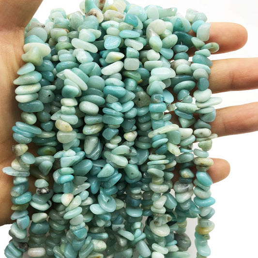 favoramulet 5-8mm Amazonite Tumbled Stone Chip Beads for Jewelry Making, Irregular Shaped Healing Crystal Loose Bead Supply, Pack of 2 Strands(64 inches)