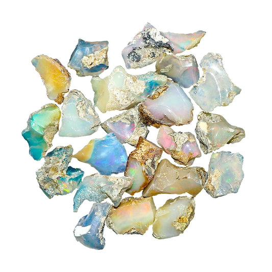 ColouredRocks 50 carats Ethiopian Opal Crystals, Raw Stones, Rough Gemstones, Jewelry Making Supply, Cabbing, Polishing, Cutting, DIY, Crafts (18-20pcs) (6-10mm) (B-Grade)