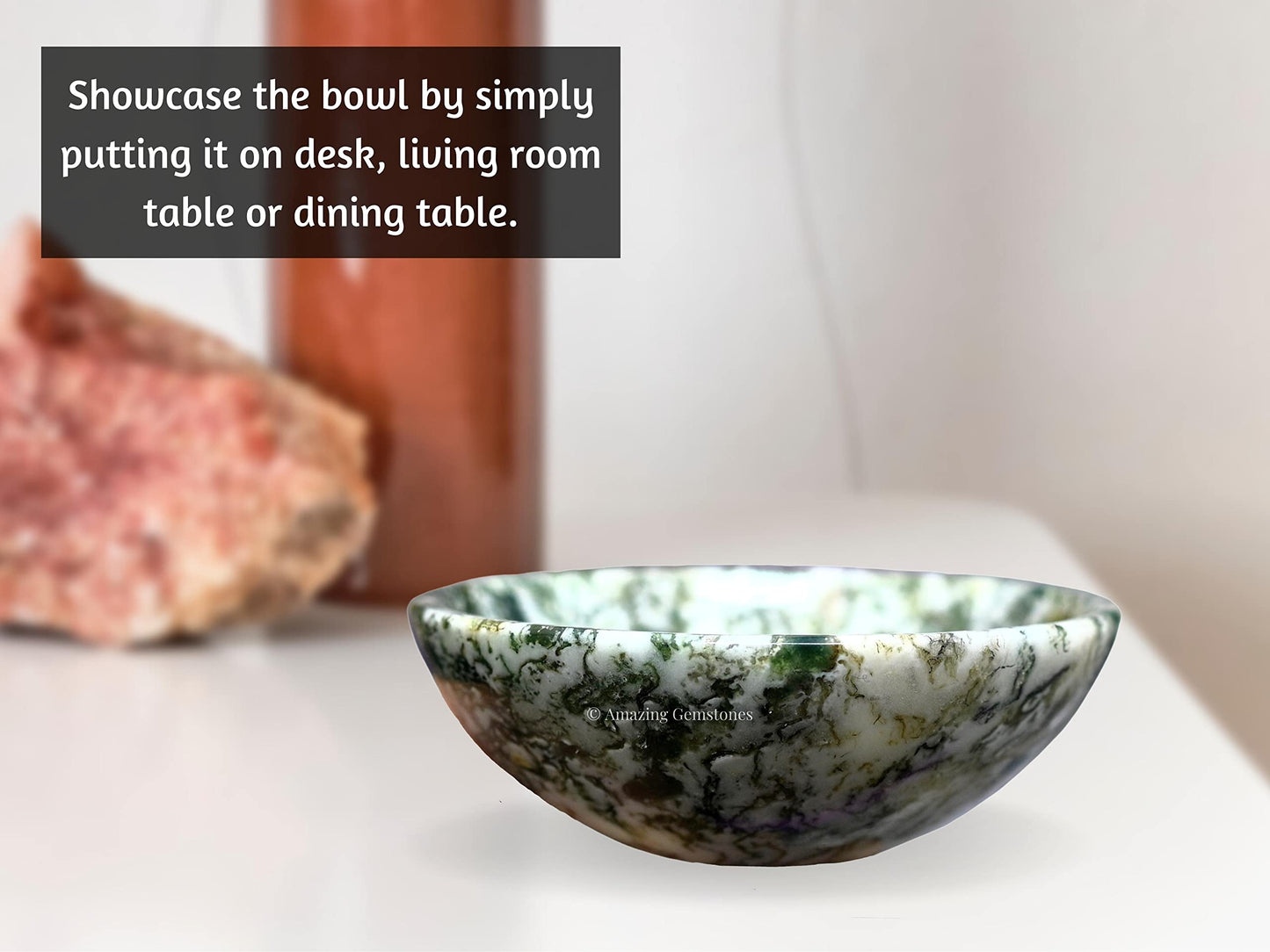 Tree Agate Crystal Bowl - 2 Inch Decorative Bowls for Room and Home Decor - Gemstone Healing Crystals for Elegant Display, Positive Energy Balance and Gift