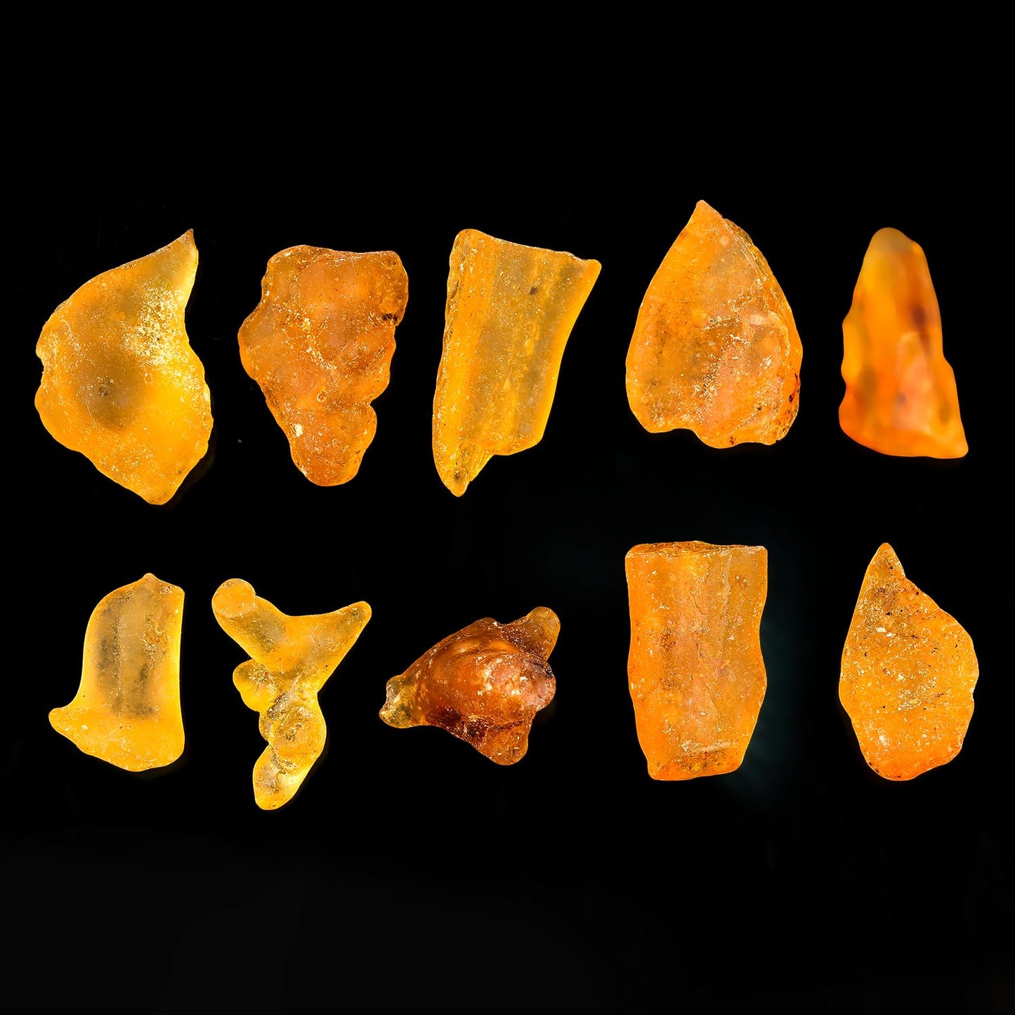 ColouredRocks (10pcs Real Amber Crystals, Raw Stones, Rough Gemstones, Jewelry Making Supply, Cabbing, Polishing, Cutting, DIY, Crafts (14-18mm)