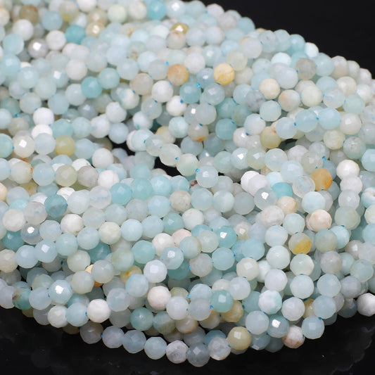 Song Xi 180pcs 2mm Natural Amazonite Gemstone Beads Faceted Round Loose Stone Beads for Jewelry Making