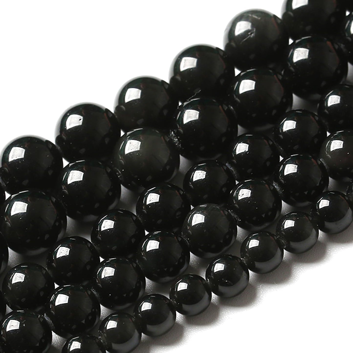 8MM 90pcs Natural Black Obsidian Stone Energy Healing Beads Round Loose Beads for Jewelry Making Bracelet 2 Strands 32"