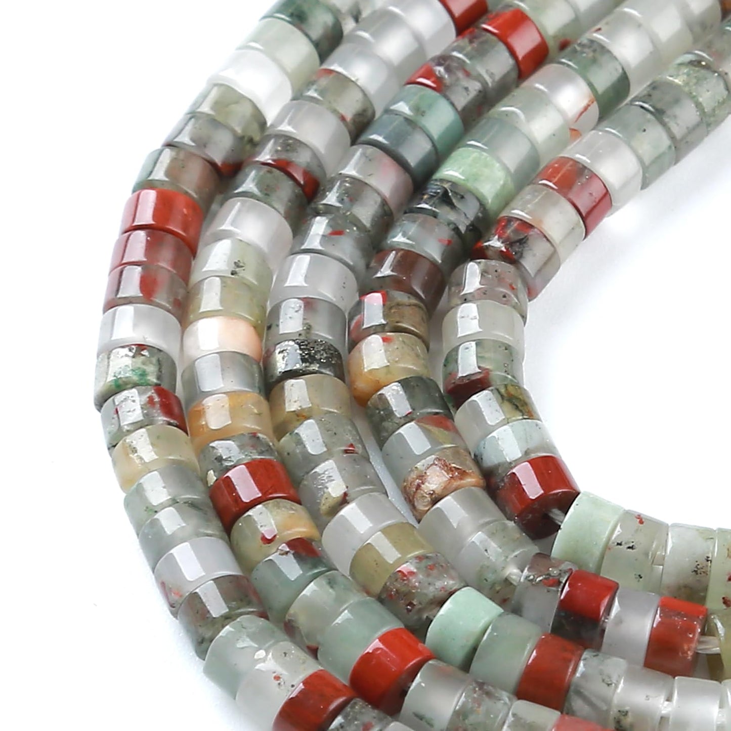 2x4MM 150PCS African Bloodstone Tube Cylinder Rondelle Abacus Disk Spacer Loose Beads for Jewelry Making