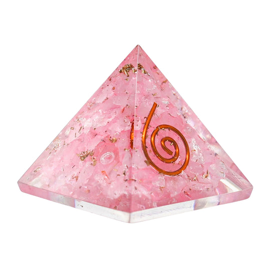 Amazing Gemstone Rose Quartz Orgone Pyramid - 30mm Small Orgonite Pyramids with Crystals and Healing Stones - Authentic Organite Gifts