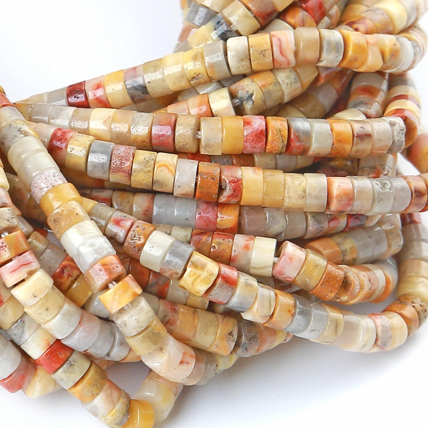 2x4MM 150PCS Crazy Lace Agate Tube Cylinder Rondelle Abacus Disk Spacer Loose Beads for Jewelry Making