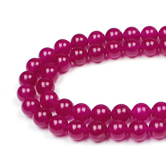 MJDCB Natural Rose Red Jade Round Loose Beads for Jewelry Making DIY Bracelet Necklac (10mm)
