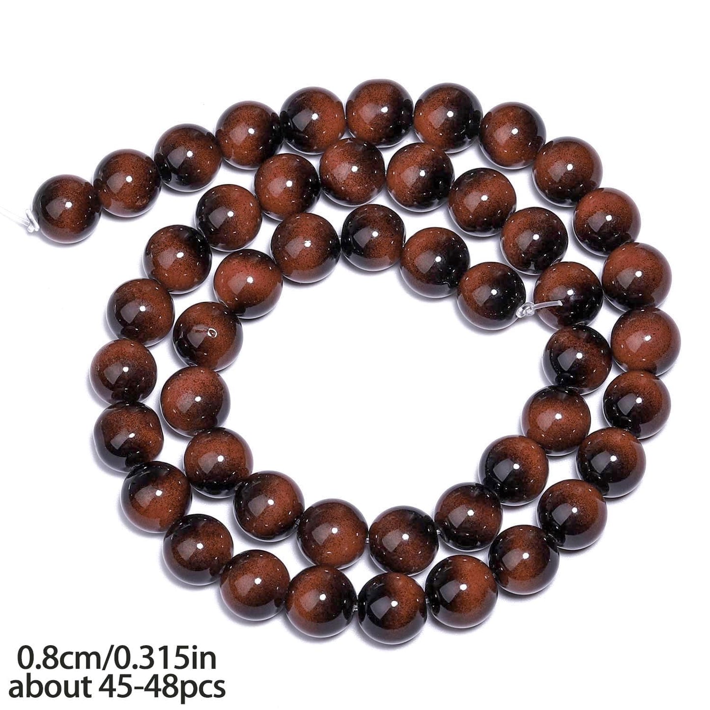 Song Xi 45PCS 8mm Brown Tiger Eye Gemstone Beads for Jewelry Making, Round Smooth Glass Beads for DIY Bracelet Necklace Earring Keychain, Arts and Crafts, for Christmas Wedding Birthday