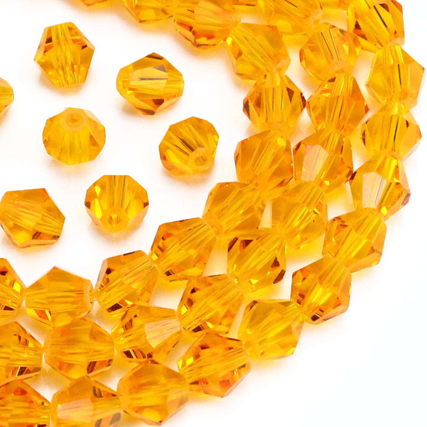 Dowarm 1000PCS 4mm Glass Bicone Beads for Craft Jewelry Making, DIY Bracelet, Necklace, Dolls, Wine Charms, Wind Chimes, Suncatchers, Bulk Small Faceted Crystal Beads, Orange