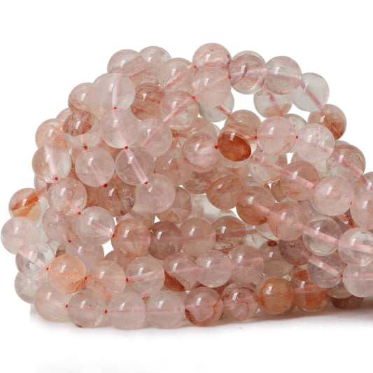 CHEAVIAN 35PCS 10mm Natural Blood Quartz Crystal Round Loose Beads for Jewelry Making 1 Strand 15"